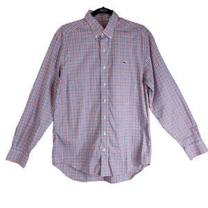 Vineyard Vines Mens Button Down Shirt Size Medium Red White Blue Slim Fit Whale